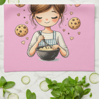 Cute Baker Girl Just One More Cookie Kökshandduk