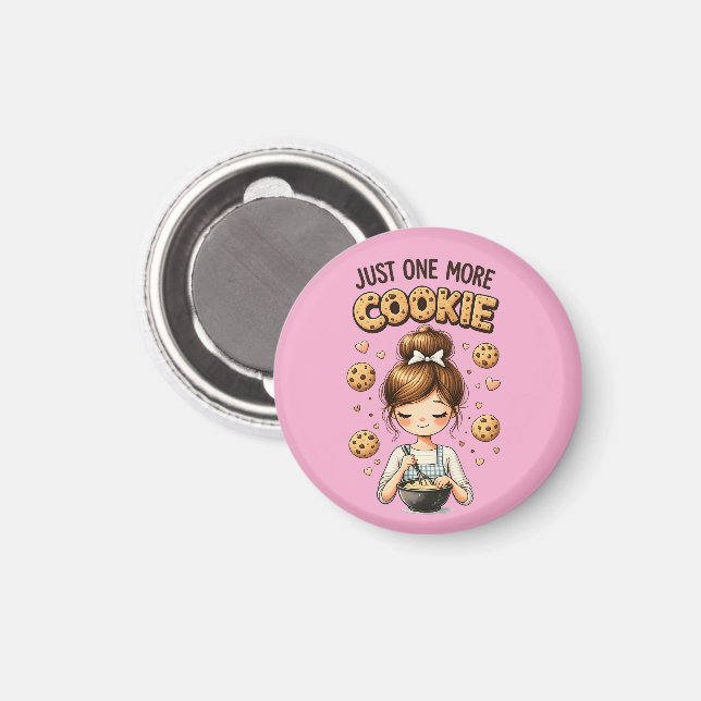 Cute Baker Girl Just One More Cookie Magnet (Front/Back)