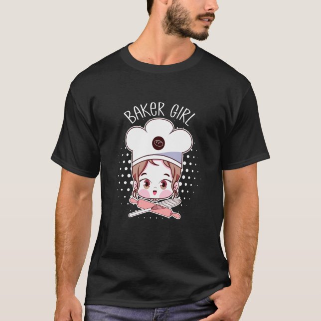 Cute Baker Girl Rolling Pin Dreaming för att vara  T Shirt (Framsida)