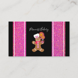 Cute Baker Rosa Glitter Gingerbröd Visitkort