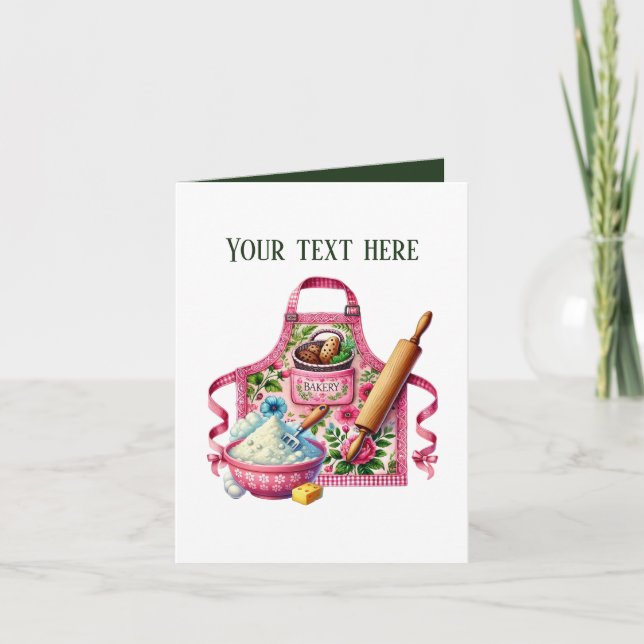 Cute Bakery apron customizable  Kort (Framsida)