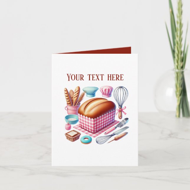Cute Bakery bread customizable Kort (Framsida)