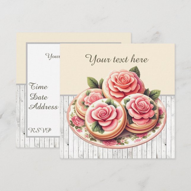 Cute bakery cookie party inbjudningar (Fram/baksida)