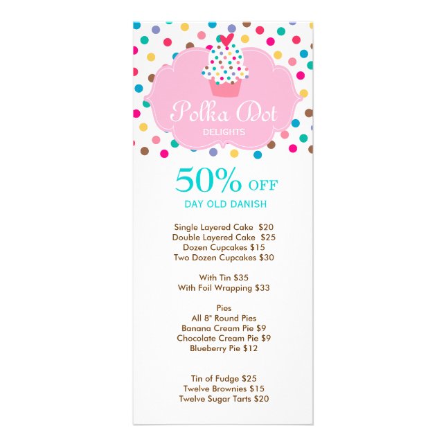 Cute Bakery Cuptårta Polka Dot 3 Reklamkort (Framsidan)