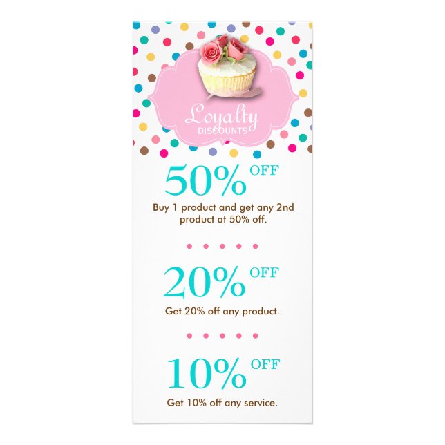 Cute Bakery Cuptårta Rabatt Polka punkt 2 Reklamkort (Framsidan)