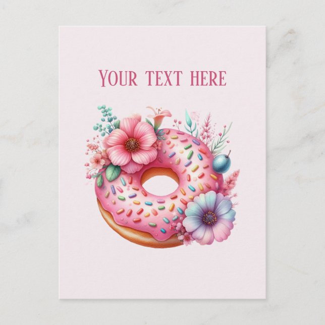 Cute Bakery doughnut add message or business name Vykort (Framsida)