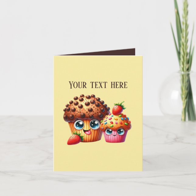 Cute bakery muffins customizable kort (Framsida)