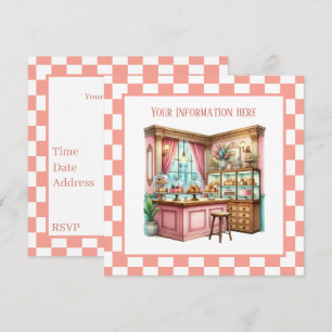 Cute Bakery-räknare party Papper Inbjudningar