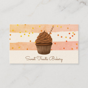 Cute Bakery Watercolor Cuptårta Baker Pastry Chef Visitkort