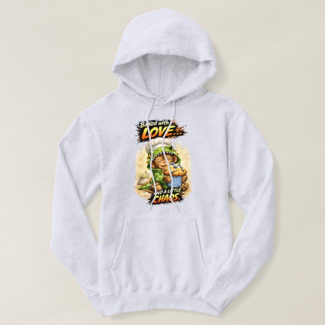Cute Baking Dino – Funny Chaos Muffin Gift Hoodie (Design framsida)