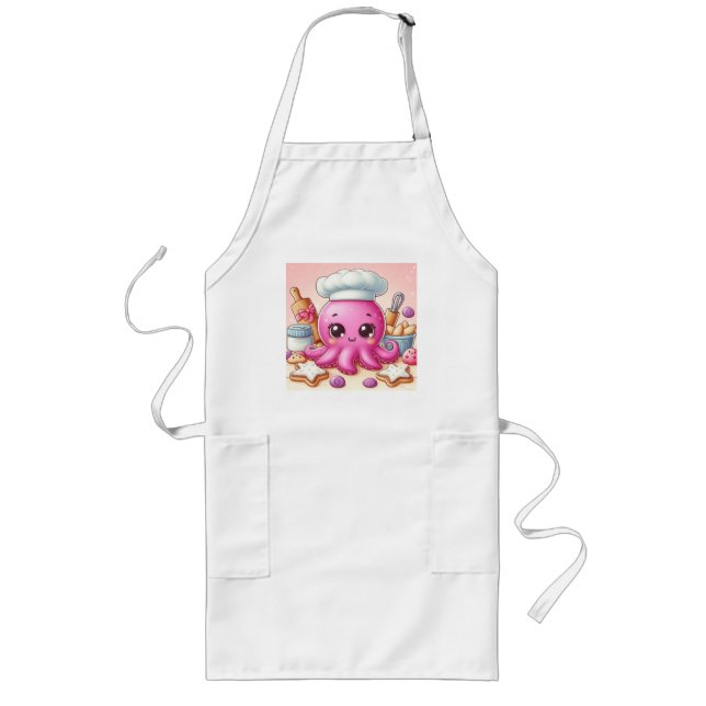 Cute baking octopus apron långt förkläde (Framsidan)