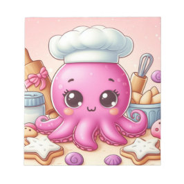 Cute baking octopus blank notepad anteckningsblock