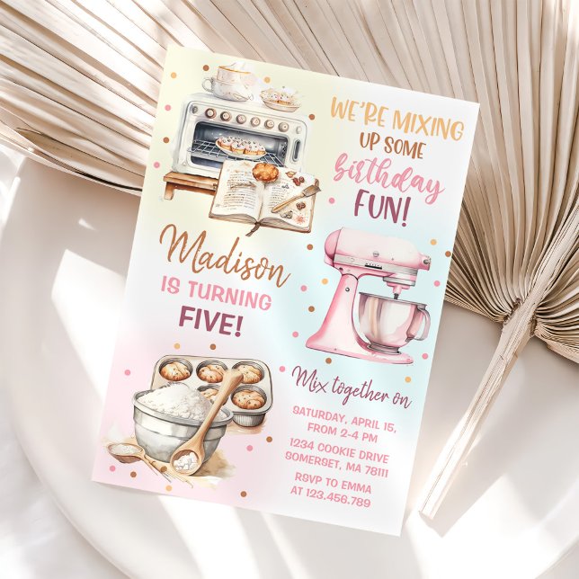 Cute Baking Party Girl Birthday Inbjudningar (Skapare uppladdad)