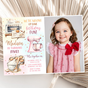 Cute Baking Party Girl Birthday Photo Inbjudningar