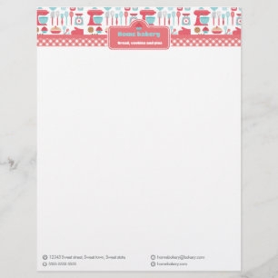Cute Baking Utensils on Red Gingham Brevhuvud