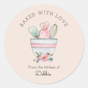 Cute Baking Utensils on Rosa Runt Klistermärke