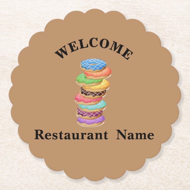 Cute-bakverk i bageributiken välkomnar Donut-Perso Underlägg Papper (Framsida)