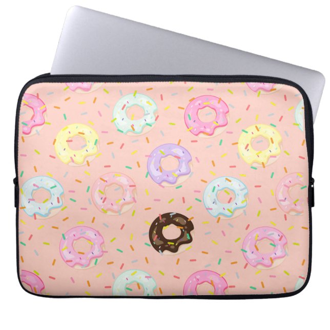 Cute bakverk, pastel Sprinkles Donuts mönster Laptop Fodral (Framsidan)