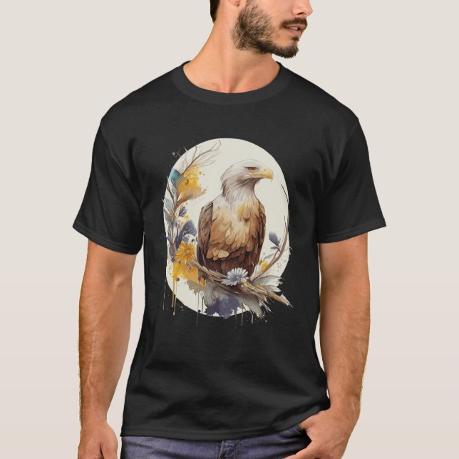 Cute Bald Eagle Sunflower Watercolor Bird T Shirt (Framsida)