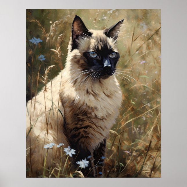 Cute Balinese Cat Art Print Poster (Framsidan)