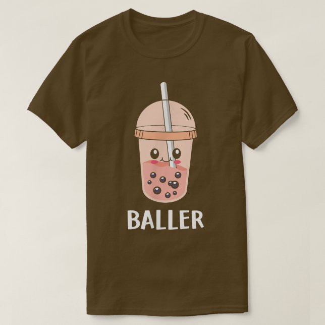Cute Baller Boba Tea Bubble Tea Anime Kawaii Neko  T Shirt (Design framsida)