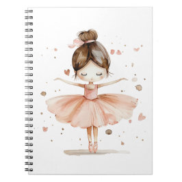 Cute Ballerina Ballet Dance Kärlek Hearts Watercol Anteckningsbok