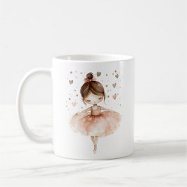 Cute Ballerina Ballet Dance Kärlek Hearts Watercol Kaffemugg