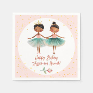 Cute Ballerina Ballet Rosa Dubbla födelsedag Pappersservett