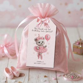 Cute Ballerina Bear 1:a födelsedag Märkre Tack Presentetikett