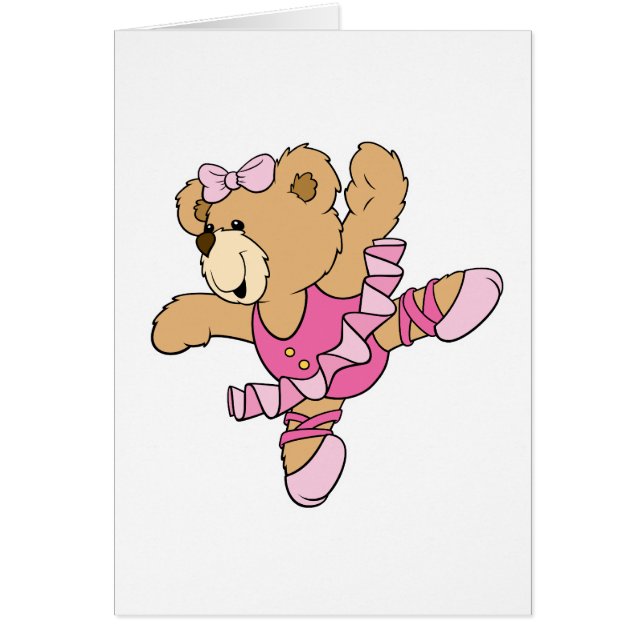 Cute Ballerina Bear Hälsningskort (Framsidan)