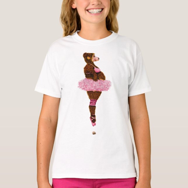 Cute Ballerina Bear T-Shirt Rosa Tutu (Framsida)