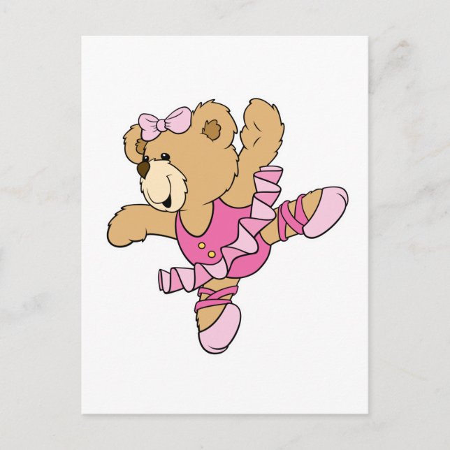 Cute Ballerina Bear Vykort (Framsida)