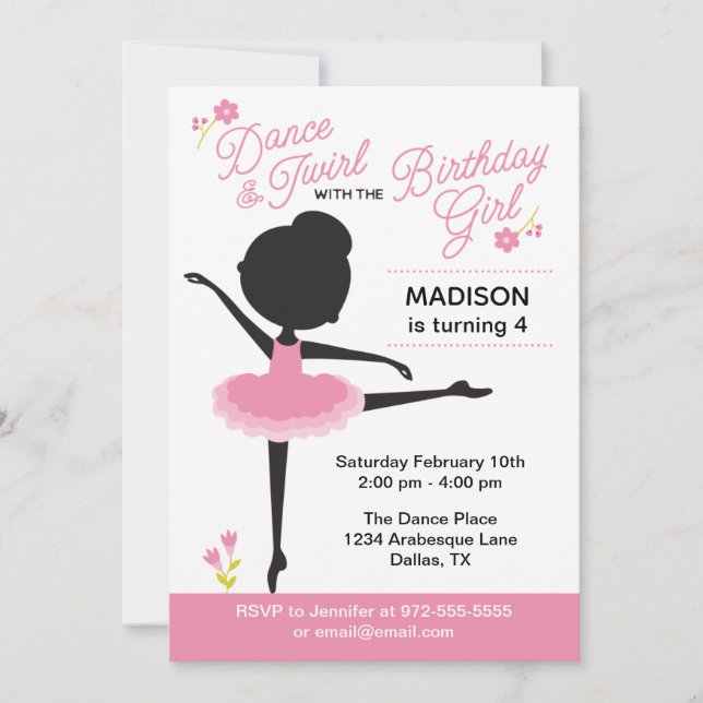Cute Ballerina Birthday Girl Investigations Inbjudningar (Framsida)