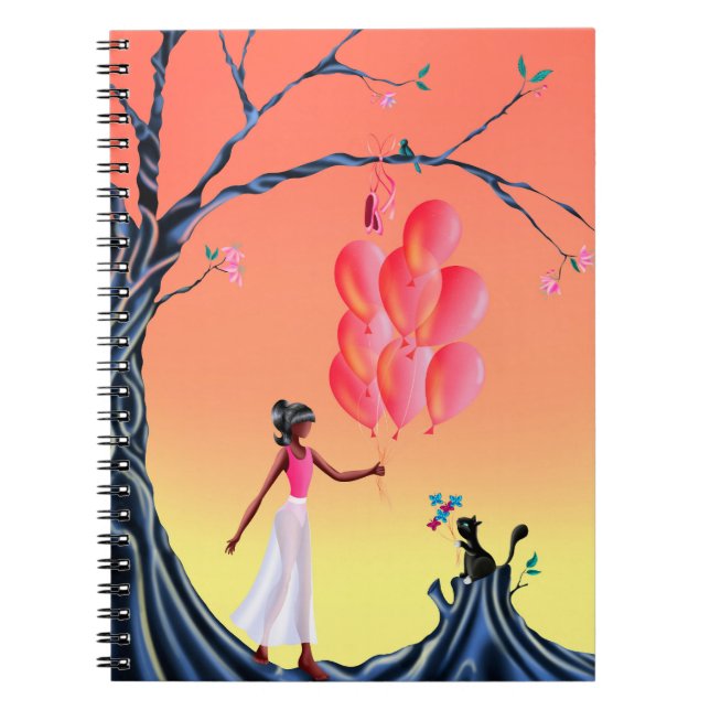 Cute Ballerina & Cat Sunset Anteckningsbok (Framsidan)