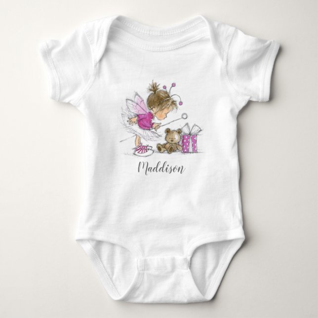 Cute Ballerina Fairy Baby Bodykostym T Shirt (Framsida)
