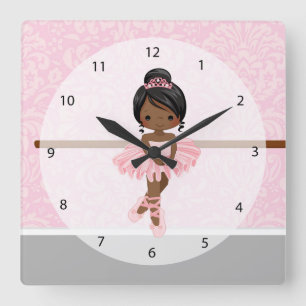 Cute ballerina fyrkantig klocka
