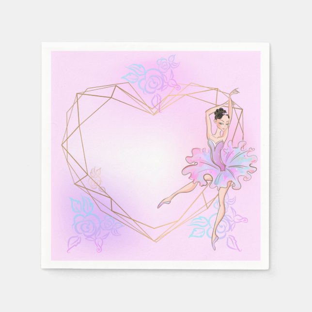 Cute Ballerina Geometric Girls Speciellare Rosa Pa Pappersservett (Framsidan)