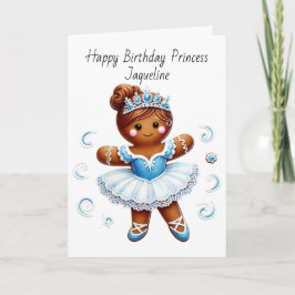 cute ballerina gingerbread girl birthday Card Helgkort
