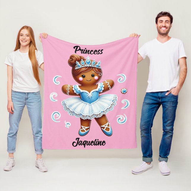 cute ballerina gingerbread girl Fleece Blanket (På plats)