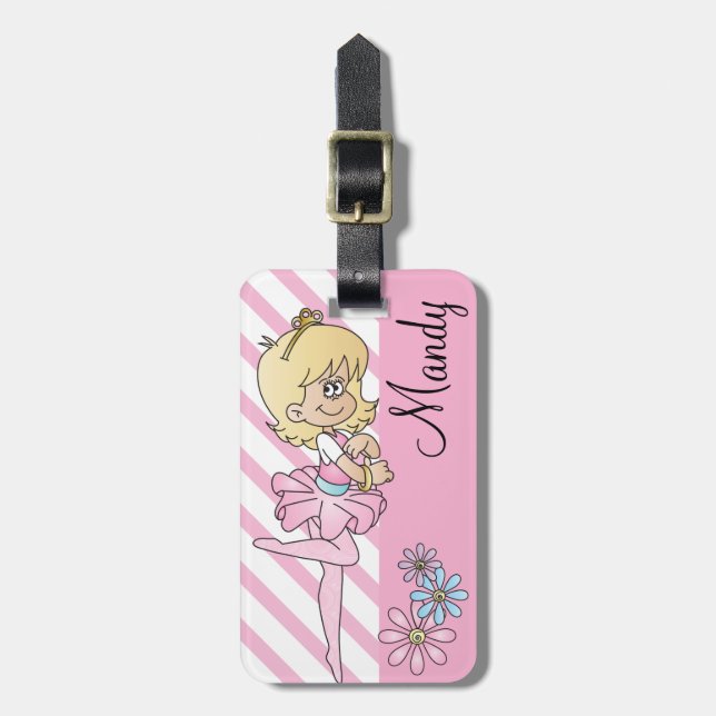 Cute Ballerina Girl | DIY Text | ROSA Bagagebricka (Vertikal Framsida)