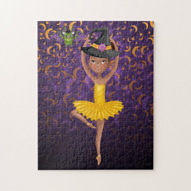 Cute Ballerina Halloween Fladdermus och Måne Balle Pussel (Vertikal)