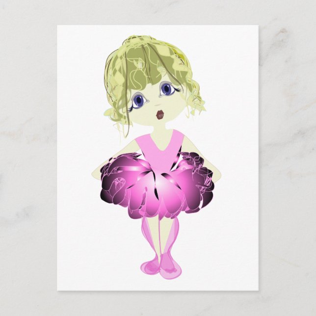 Cute Ballerina i rosa tutu Vykort (Framsida)