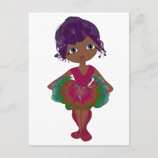 Cute Ballerina in Red and Grönt Tutu Art Vykort