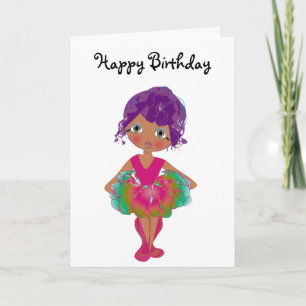 Cute Ballerina in Rosa and Grönt Tutu Art Kort