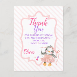 Cute Ballerina Penguin Birthday Tack Vykort