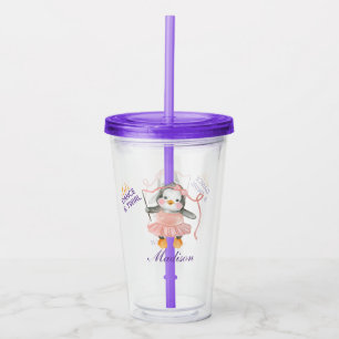 Cute Ballerina Penguin Personalize Acrylic Tumbler Take Away Mugg