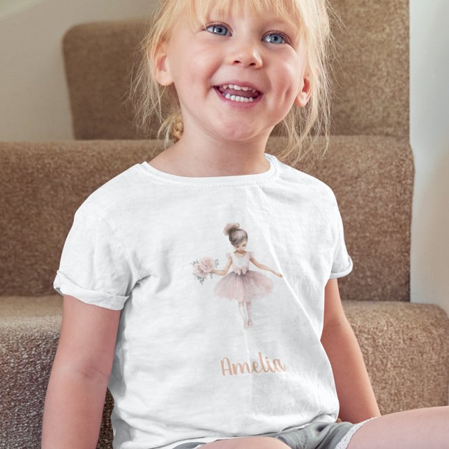 Cute Ballerina Personlig Birthday Girl Rosa T Shirt (Skapare uppladdad)