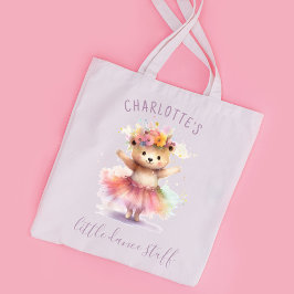 Cute Ballerina Personlig Namn Watercolor Tygkasse