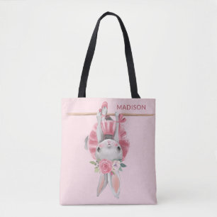 Cute Ballerina Rosa Ballet Bunny Personlig Tygkasse