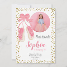 Cute Ballerina Rosa Guld Glitter | Flickans födels